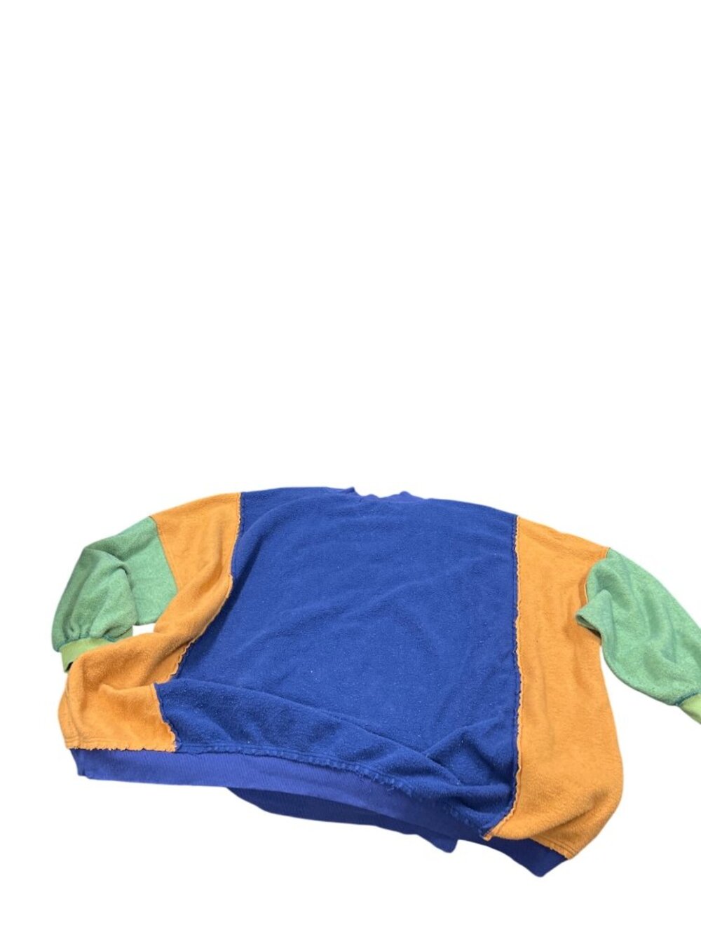 Free People wms colorblock raw blue green oversized sweater shirt sz L SKU 10746